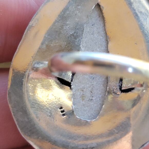 Sterling Silver Dendritic Limestone Ring, Size 6.5, Bohemian Statement Jewelry - Picture 7 of 10